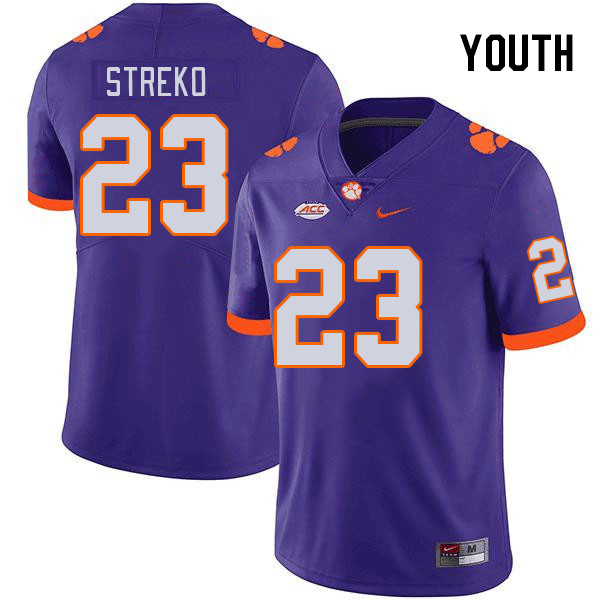 Youth #23 Peyton Streko Clemson Tigers College Football Jerseys Stitched-Purple - Click Image to Close